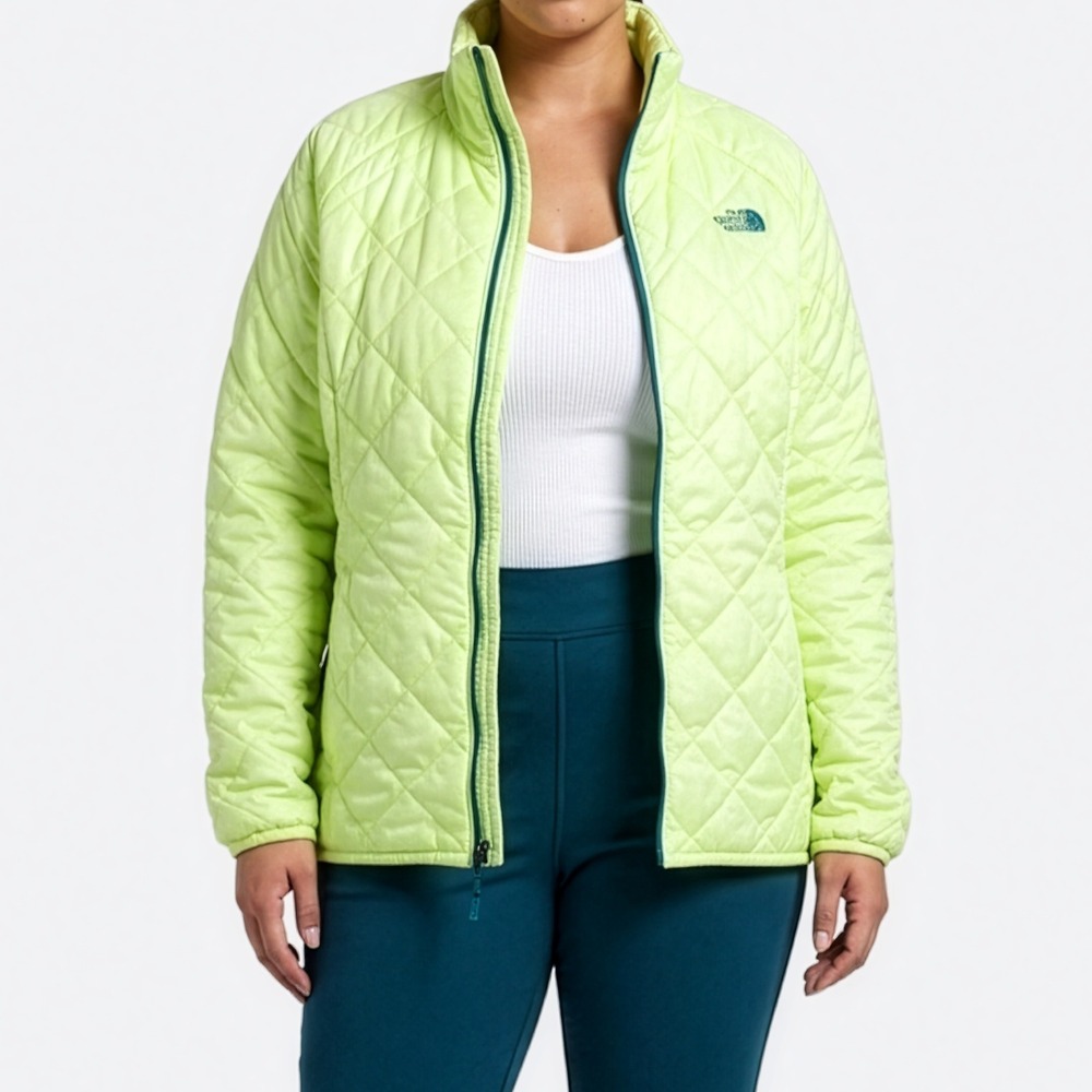 The North Face Lime Green Quilted Liner Jacket Lightweight Zip Puffer M L 0X